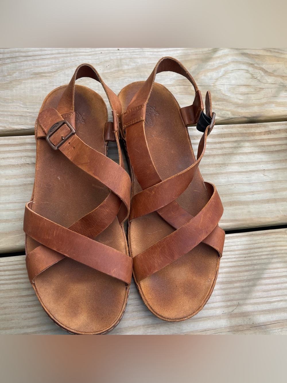 Chaco leather Sandal Women Rust Brown Leather Strappy Sandals - Picture 2 of 10